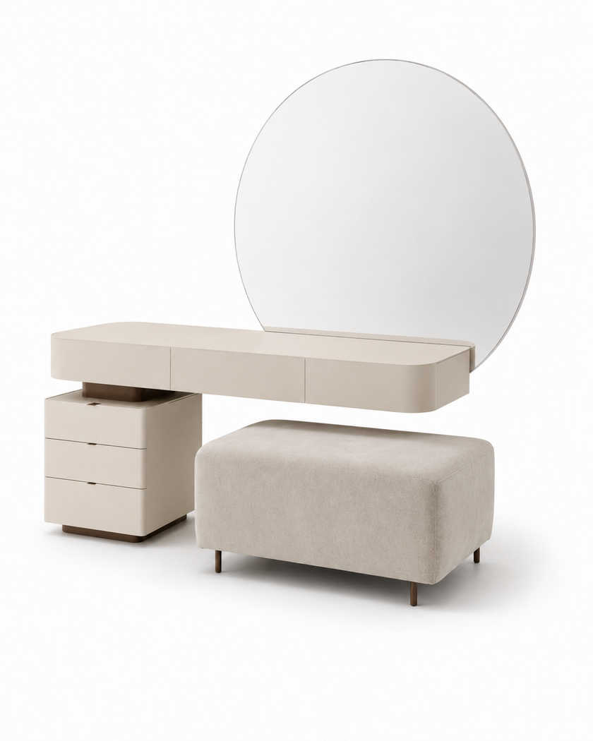Nour Round Mirror Vanity Set