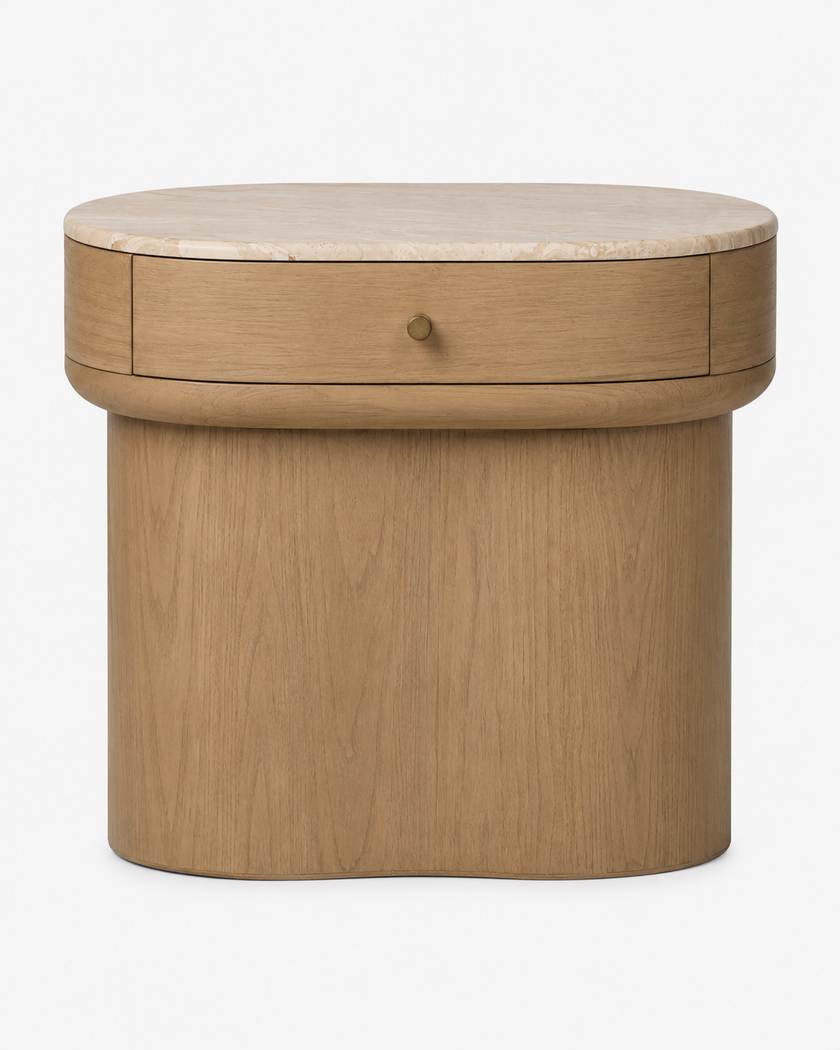 Nour Oak & Wood Marble Nightstand