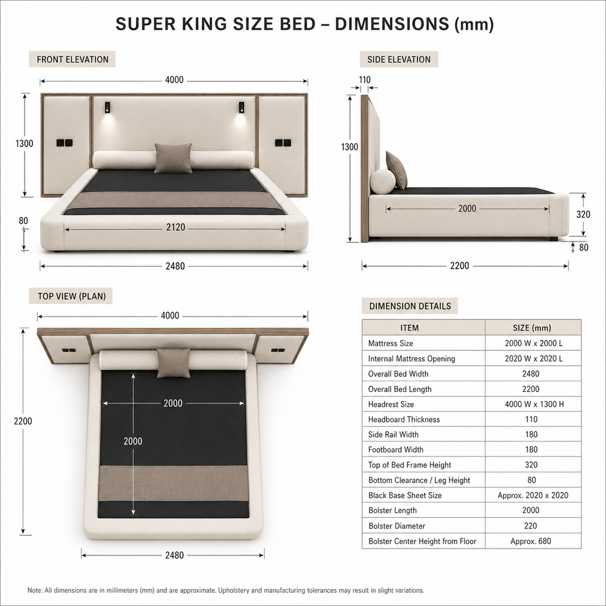 Nova Smart Bed — Integrated Nightstand & LED Reading Lights