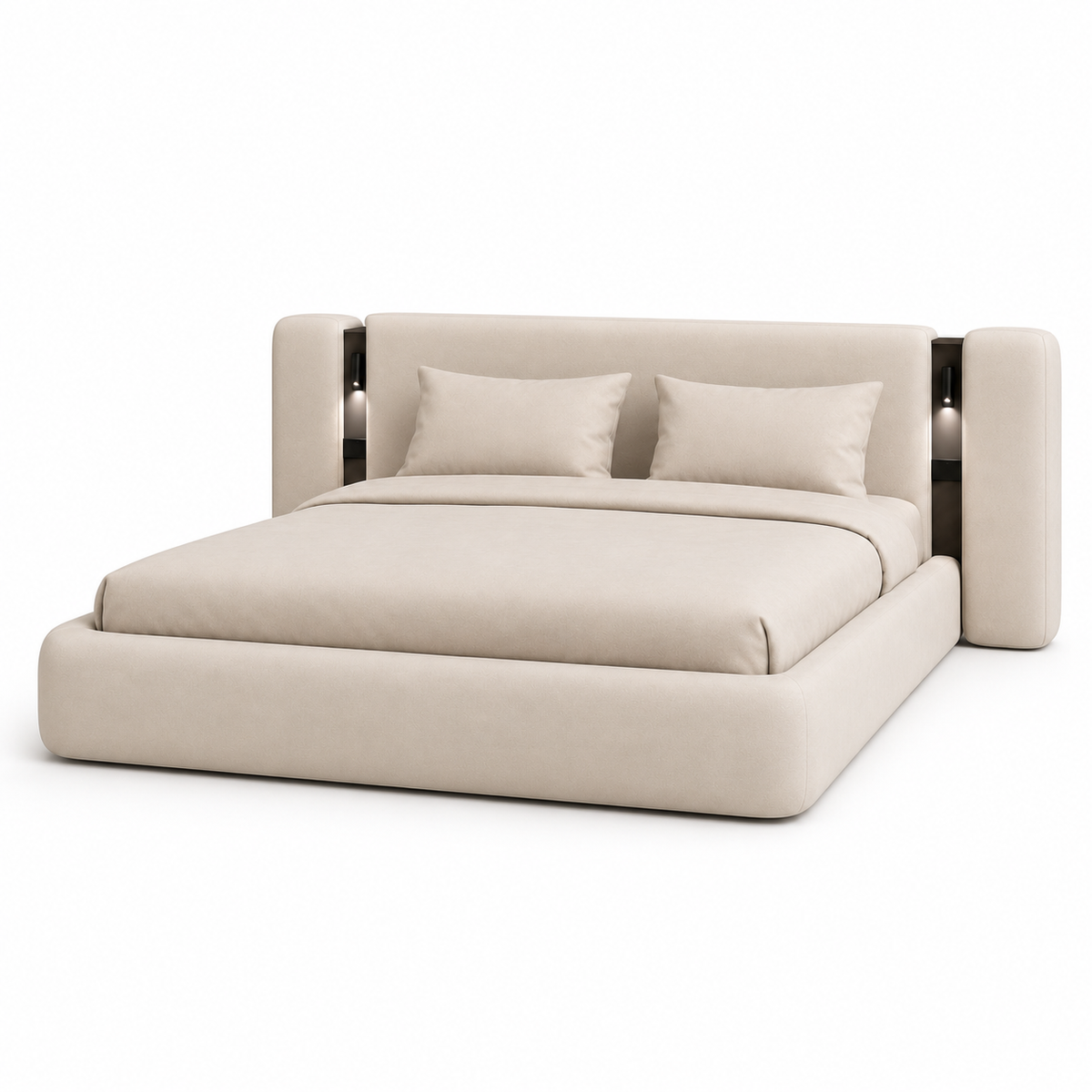 Vesper Bed — Integrated LED Reading Lights & sockets