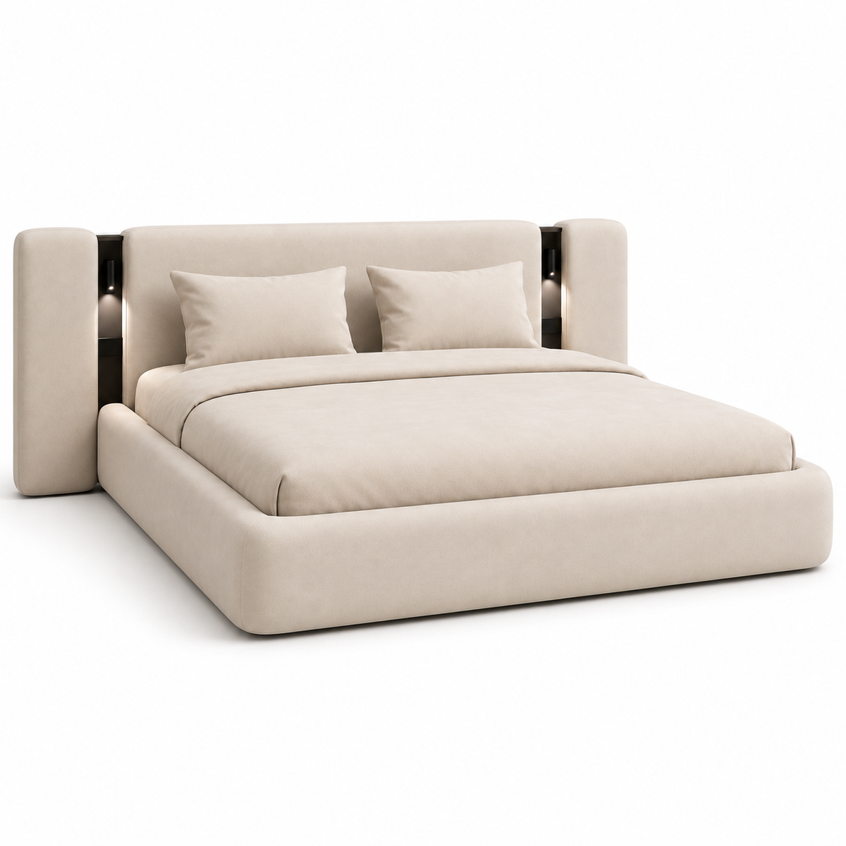 Vesper Bed — Integrated LED Reading Lights & sockets