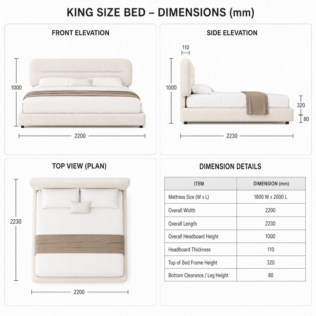 Sena Boucle Platform Bed