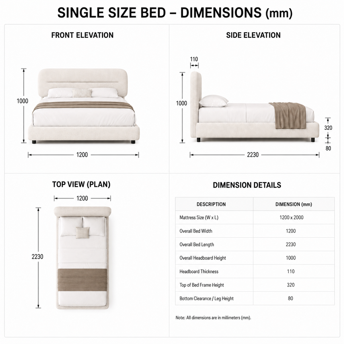 Sena Boucle Platform Bed