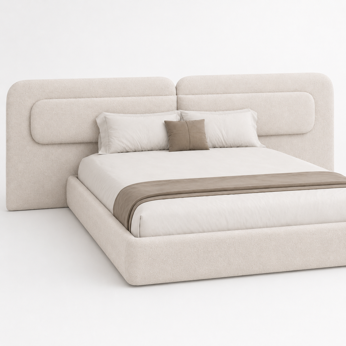 Aria Extended Linen Bed — Customized Oversized Headboard