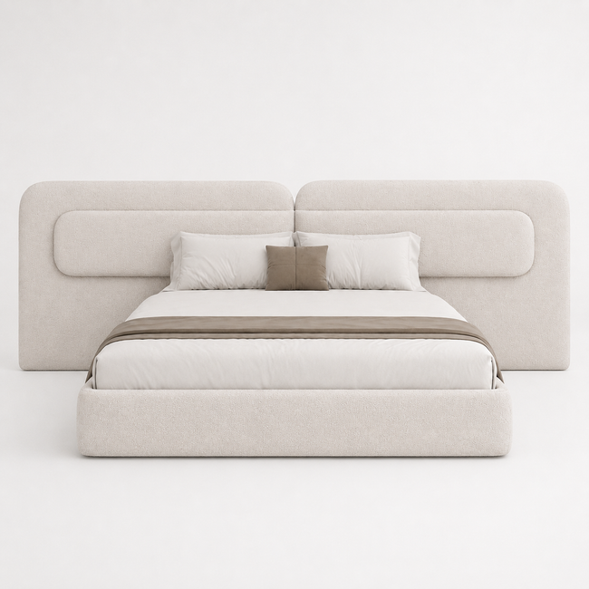 Aria Extended Linen Bed — Customized Oversized Headboard