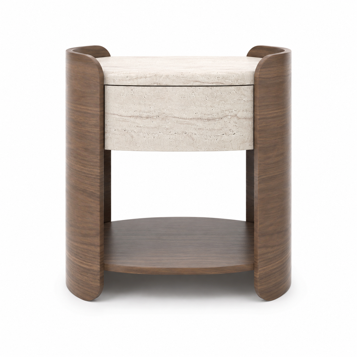 Nour Wood & Travertine Nightstand