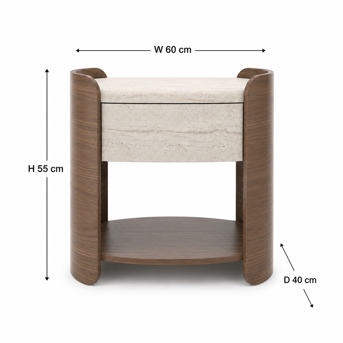 Nour Wood & Travertine Nightstand
