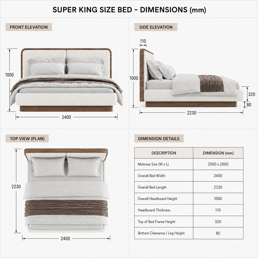 Marlow Walnut & Boucle Platform Bed